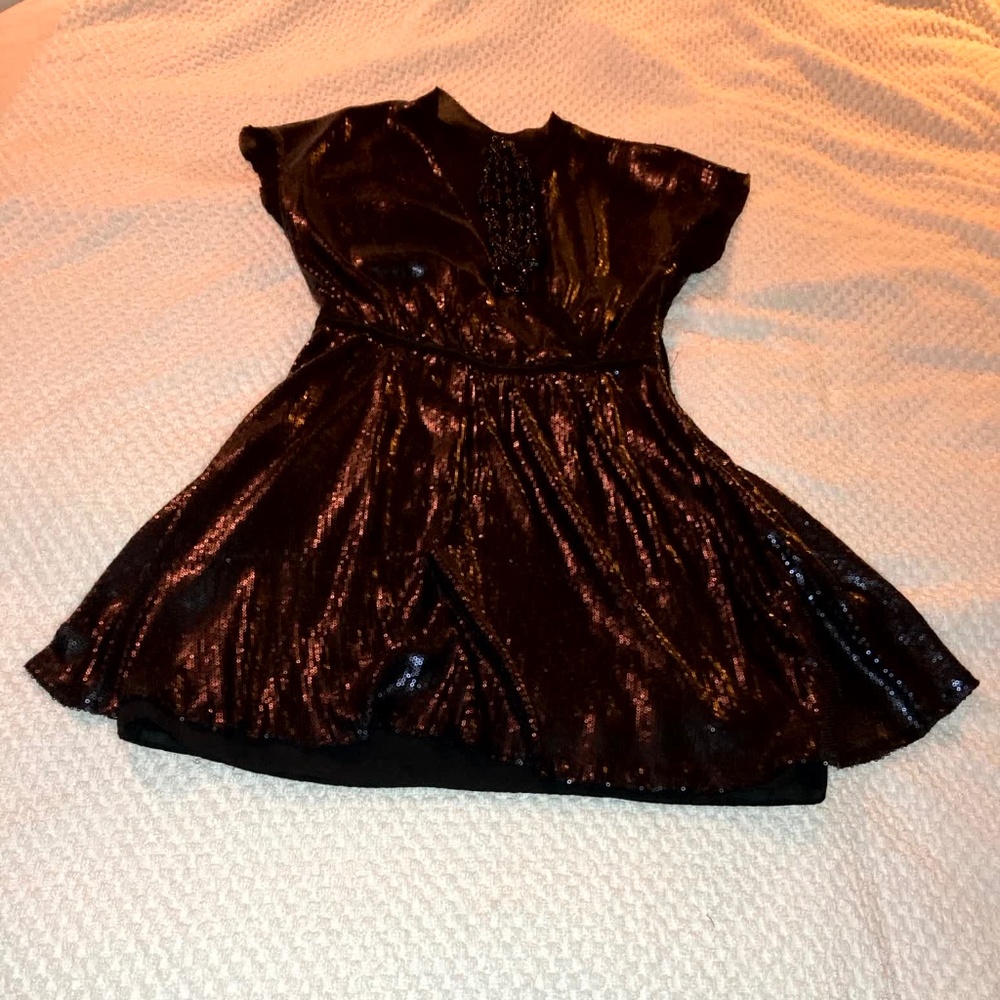 Banana Republic indigo-black sequin dress with selvage details